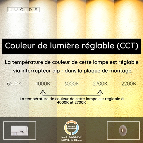 Lucide SANTIAGO - Applique murale - Ø 23 cm - LED Dim. - CCT - 1x10W 2700K/4000K - Ambre | Premium - USP